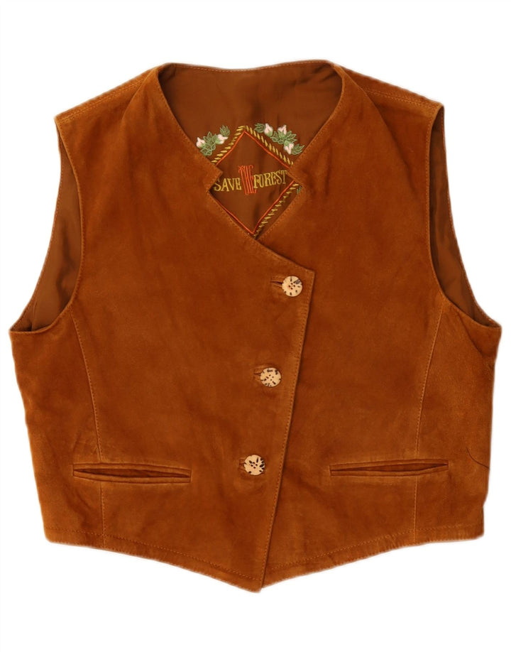 Gilet corto in pelle scamosciata da donna Save The Forest IT 44 Marrone medio