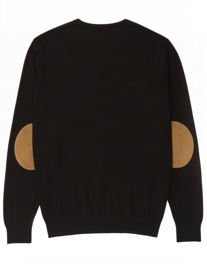 Massimo Dutti Maglione da uomo con scollo a V grande cotone nero