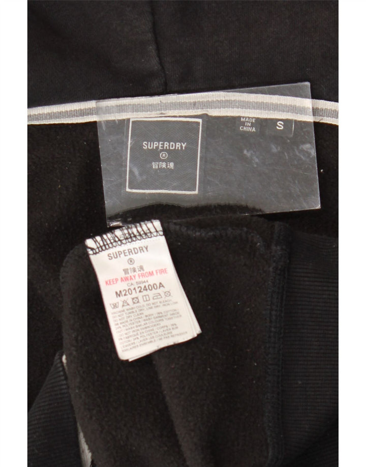 Maglione con cappuccio e zip da uomo SUPERDRY piccolo in cotone nero