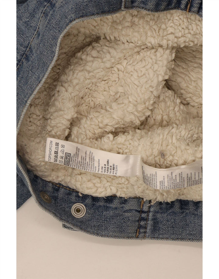 Topshop Giacca da donna in denim Sherpa UK 12 Cotone blu medio