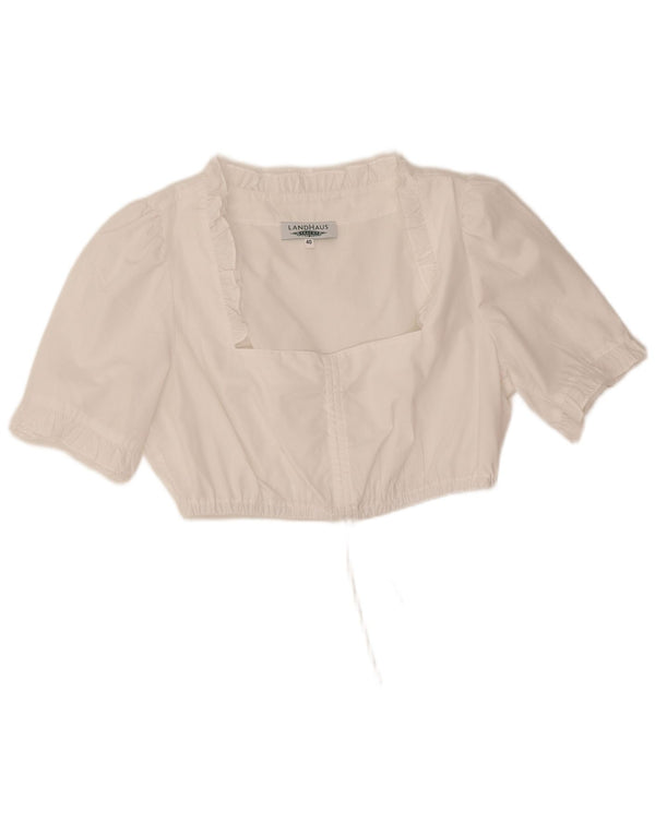Top corto da donna Landhaus EU 40 poliestere bianco medio