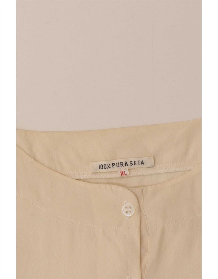 Camicetta vintage da donna Top UK 18 XL Seta beige