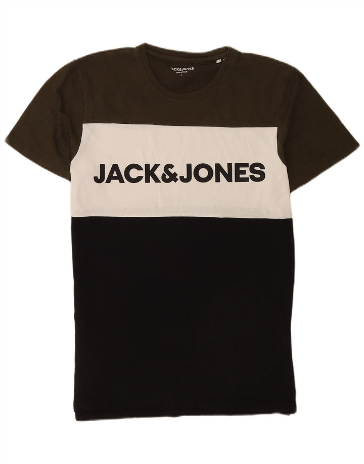 T-shirt grafica da uomo Jack & Jones Top grande multicolore a blocchi di colore