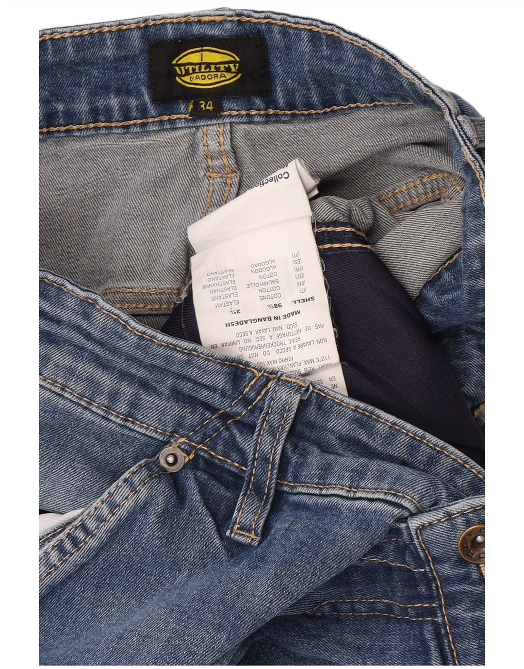 Jeans Diadora Uomo Utility Cargo Slim W34 L34 Cotone Blu