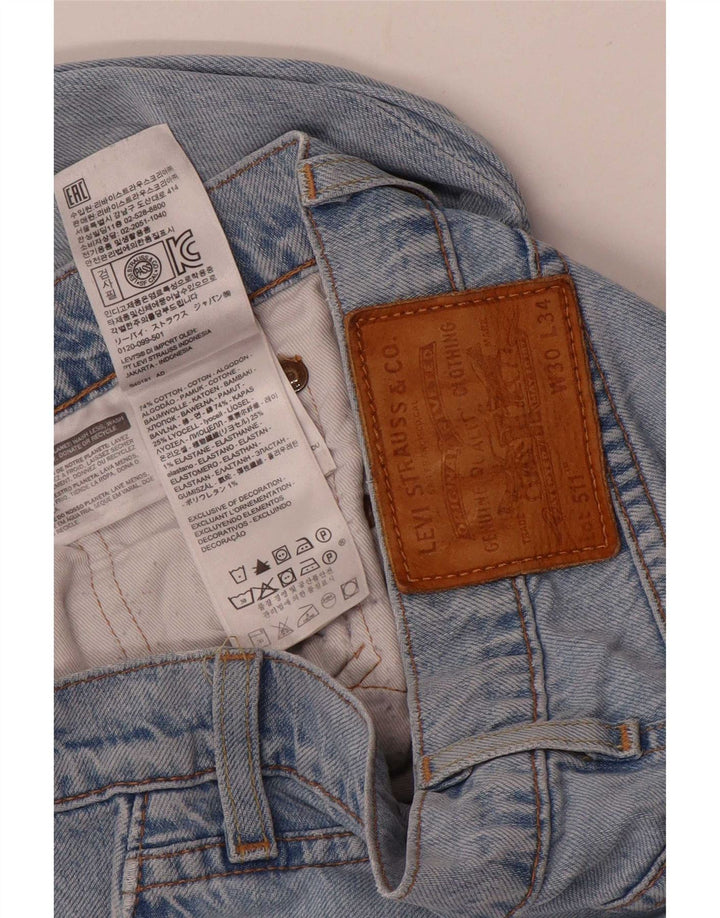 Jeans Levi's Uomo 511 Slim Distressed W30 L34 Cotone Blu