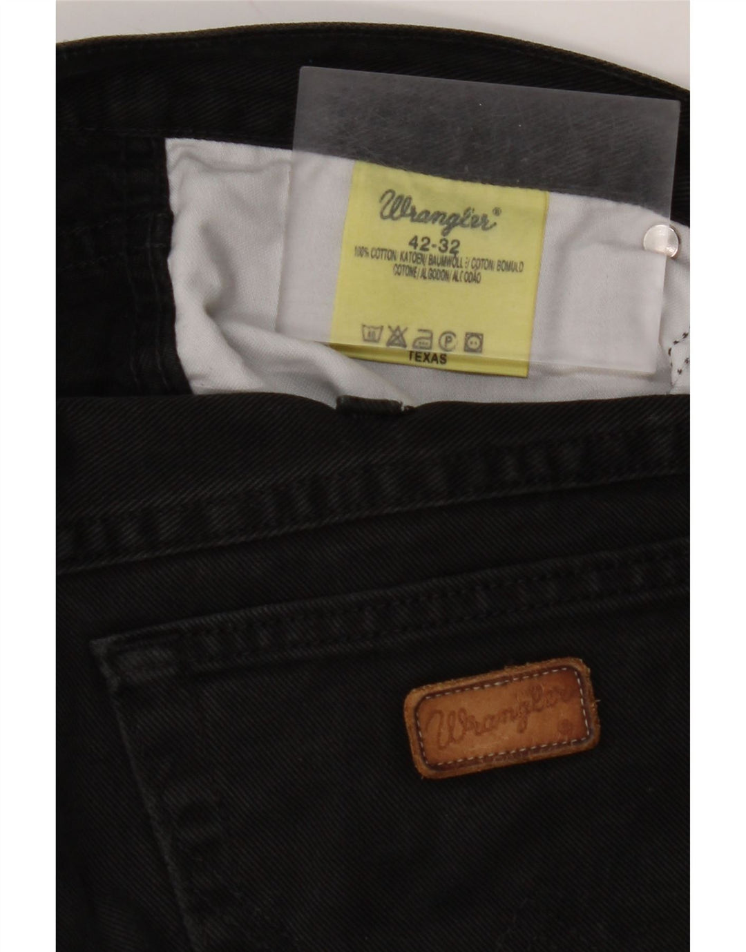 Jeans dritti da uomo Texas WRANGLER W42 L32 cotone nero