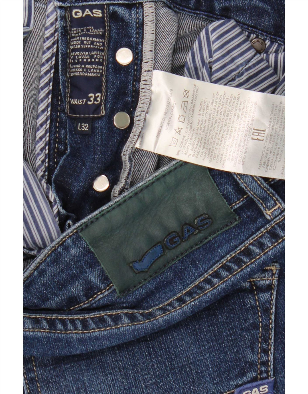 Jeans slim da donna Gas W33 L28 cotone blu