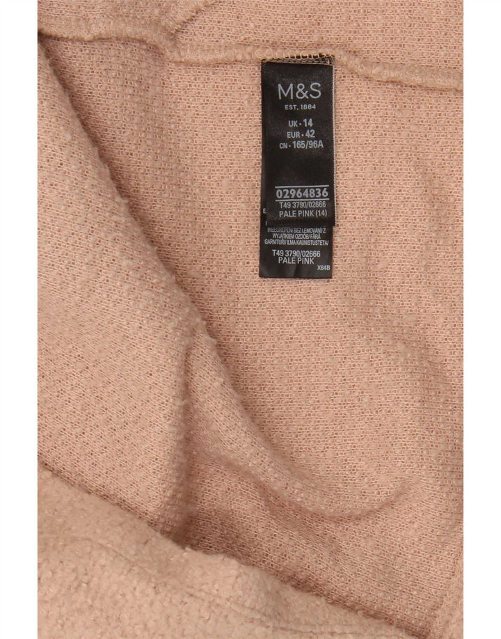 Cappotto aperto da donna Marks & Spencer UK 14 grande poliestere rosa