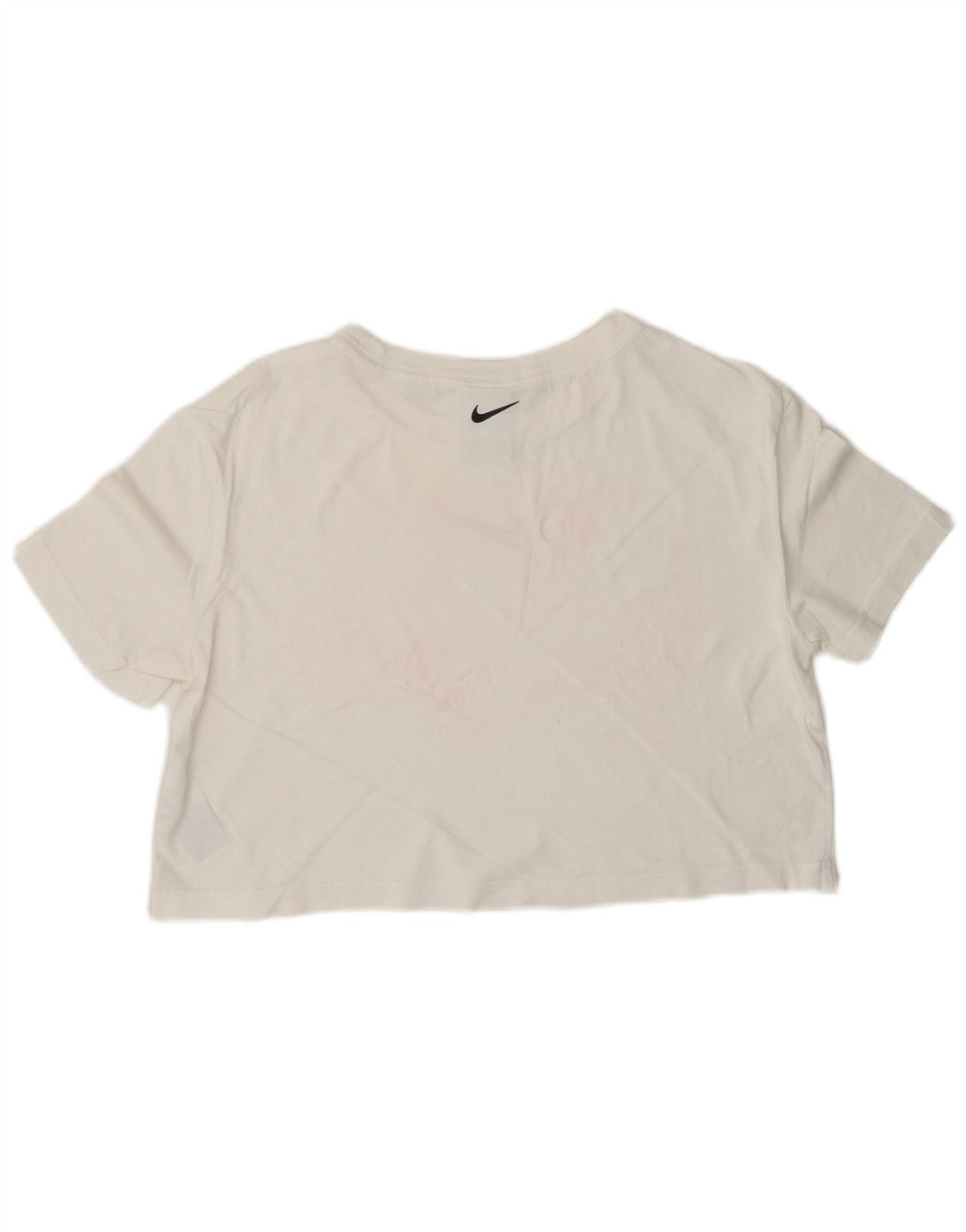 NIKE T-shirt grafica corta da donna, vestibilità ampia, UK 10, piccola, cotone bianco