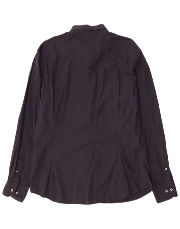 MASSIMO DUTTI Camicia slim fit da uomo XL in cotone blu navy