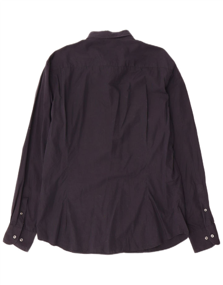 MASSIMO DUTTI Camicia slim fit da uomo XL in cotone blu navy