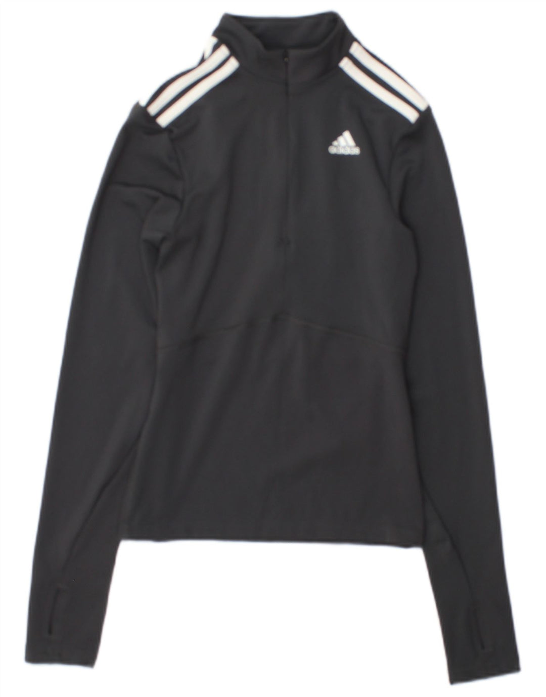 Top della tuta da ginnastica Adidas da donna con collo e zip UK 4/6 XS Grigio Colourblock