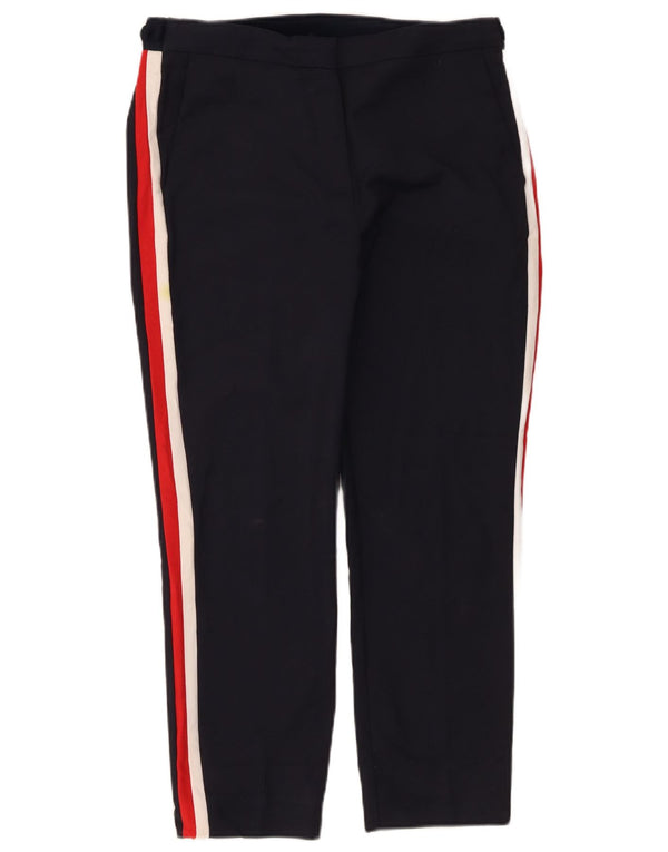 Pantaloni cropped ZARA da donna grandi W30 L24 blu navy color block