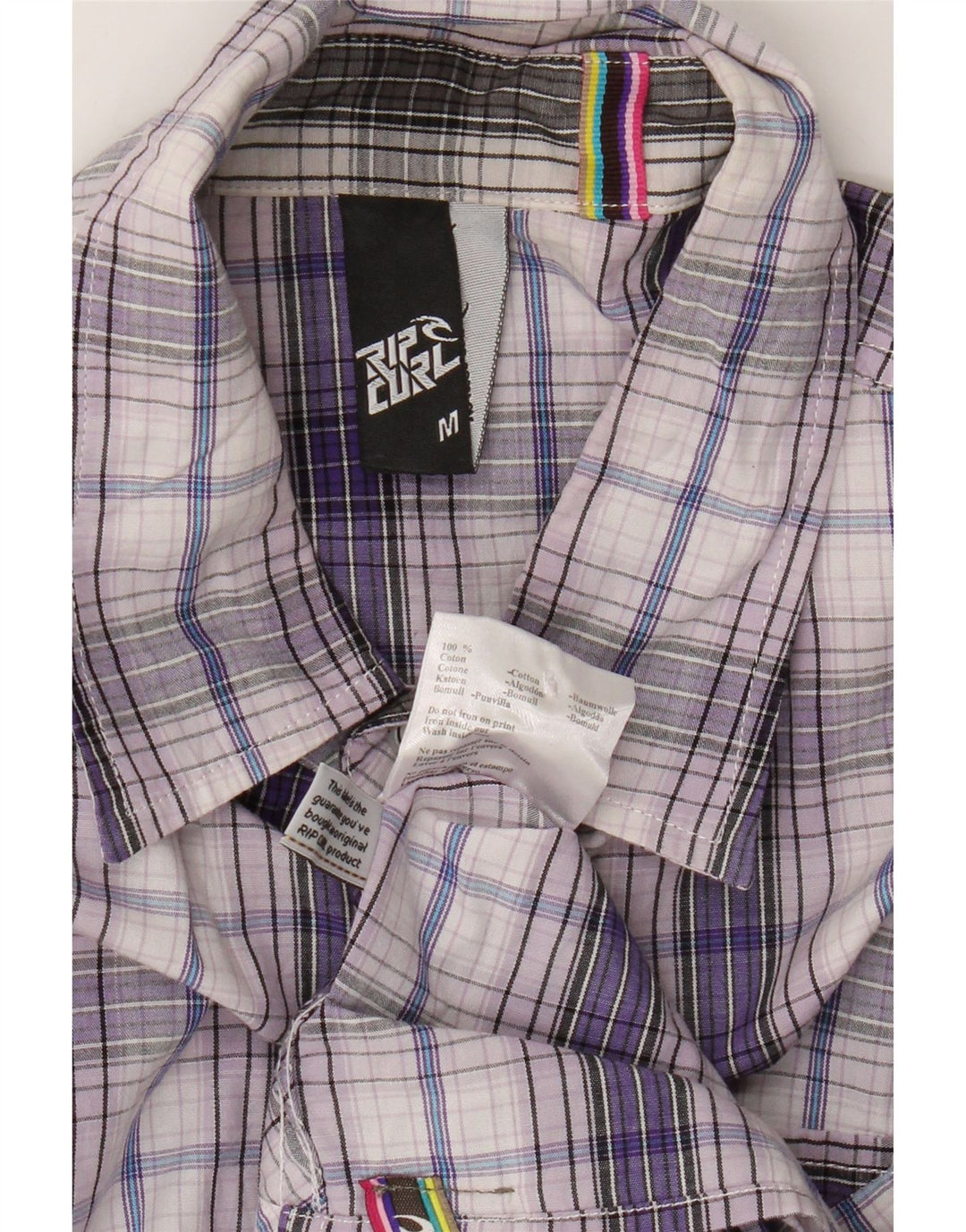 Camicia a maniche corte da uomo Rip Curl in cotone a quadri viola medio