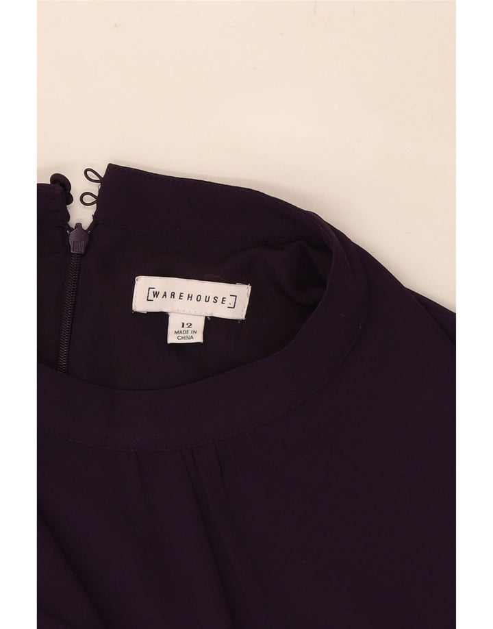 WAREHOUSE Womens Long Sleeve Tiered Dress UK 12 Medium Purple Polyester Vintage Warehouse and Second-Hand Warehouse from Messina Hembry 
