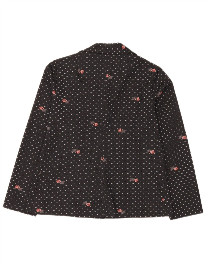 Giacca blazer da donna a 4 bottoni Romy UK 14 grande poliestere floreale nero