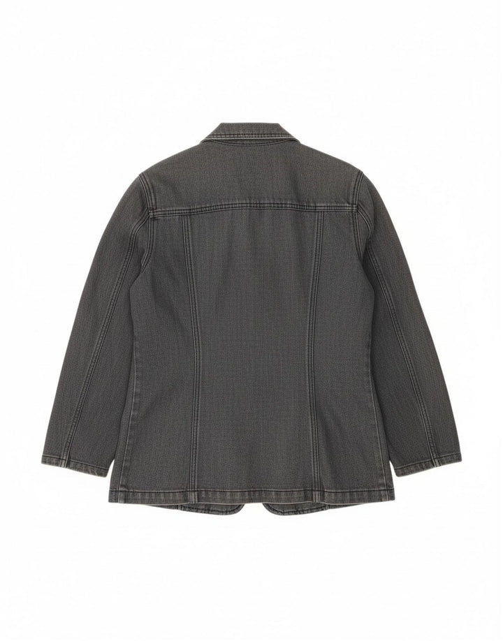 MAX MARA Womens 1 Button Denim Blazer Jacket UK 12 Medium  Grey Cotton
