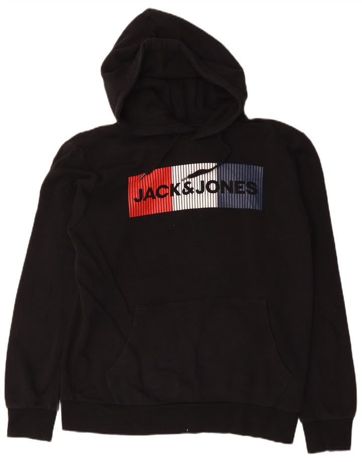 Jack & Jones Felpa con cappuccio grafica da uomo in cotone nero medio