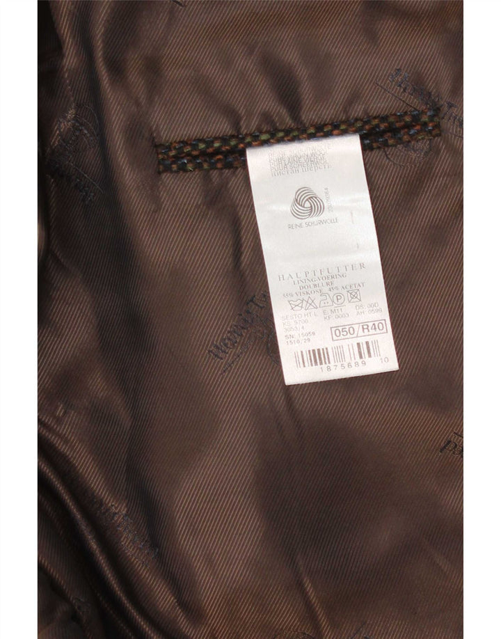 Giacca blazer a 3 bottoni Harris Tweed da uomo Mario Barutti IT 50 grande marrone