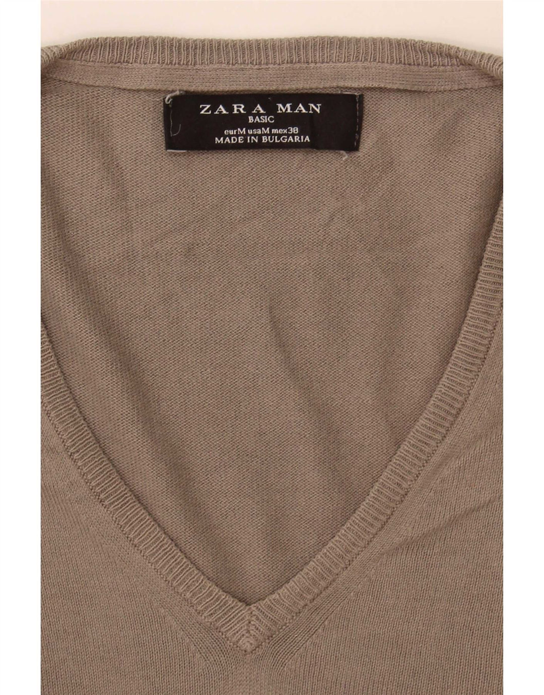 Maglione Zara da uomo con scollo a V grigio medio