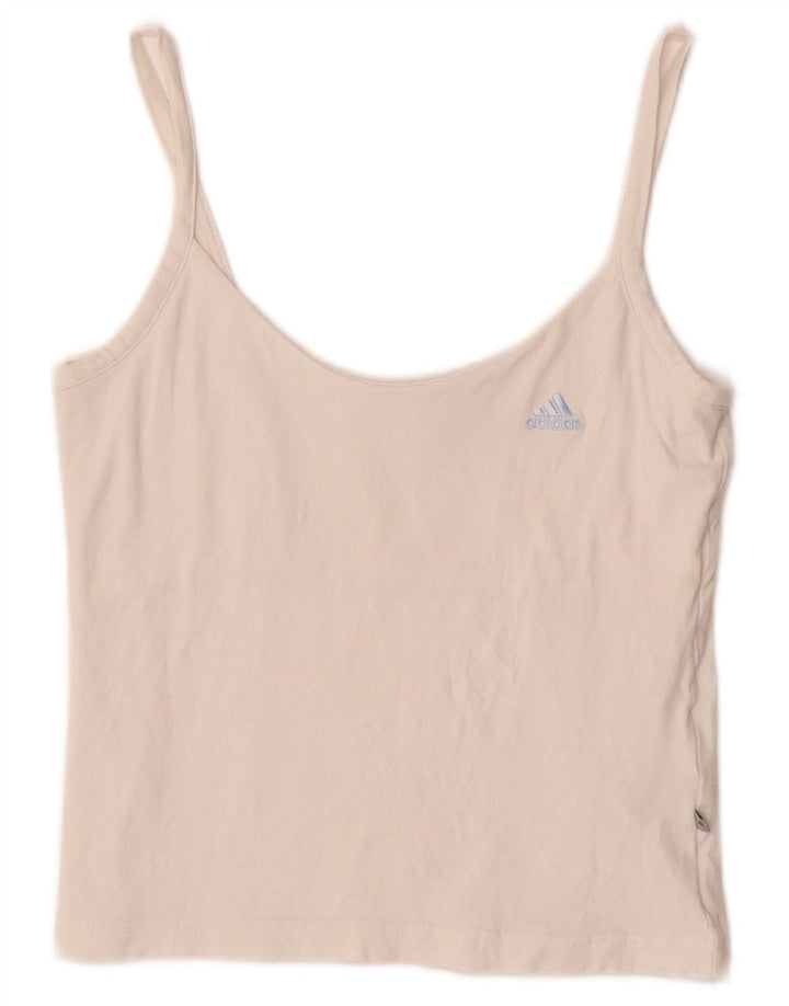 Top corto ADIDAS da donna UK 12 cotone bianco sporco medio