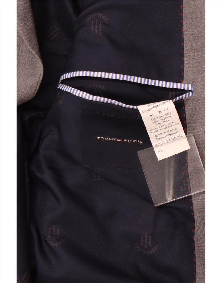 Giacca blazer a 2 bottoni lunga da uomo Tommy Hilfiger EU 42 XL lana grigia