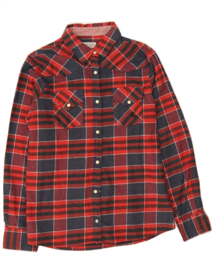 FRED MELLO Womens New York Flannel Shirt Medium Red Check Cotton Vintage Fred Mello and Second-Hand Fred Mello from Messina Hembry 