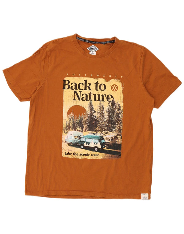 T-shirt grafica da uomo Fat Face Top XL in cotone marrone