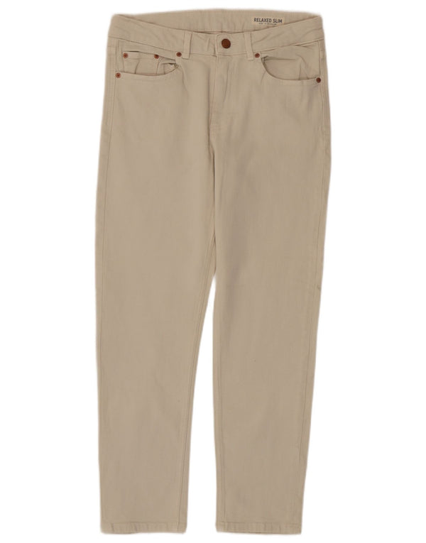 Marks & Spencer Womens Relaxed Fit Casual Trousers UK 10 Small W28 L27 Beig