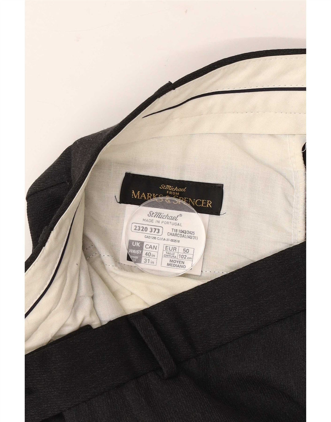 Pantaloni da abito dritti da uomo Marks & Spencer W40 L28 poliestere grigio