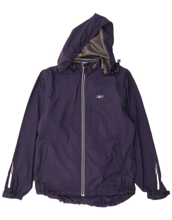 Giacca a vento Reebok da uomo con zip e cappuccio UK 38 Medium Navy Blue Sports