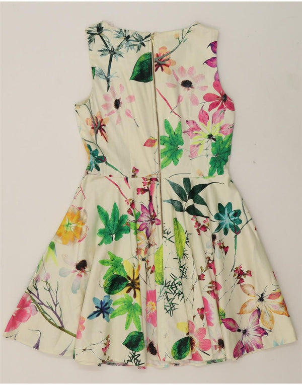 CLOSET Womens Sleeveless A-Line Dress UK 14 Medium  White Floral