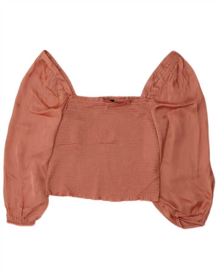 J. Crew Camicetta a maniche lunghe da donna UK 14 Large Rosa Poliestere