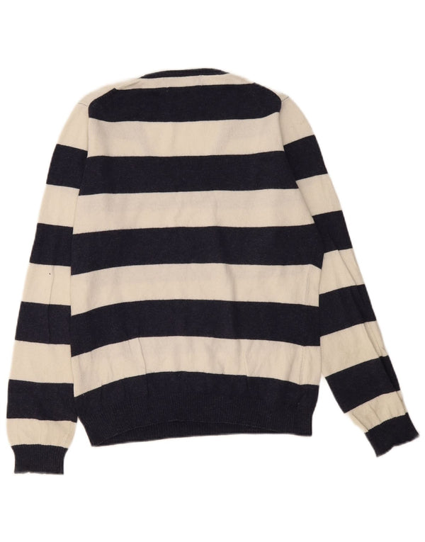 Crew Clothing Maglione da donna con scollo a V UK 12 Medio a righe blu navy