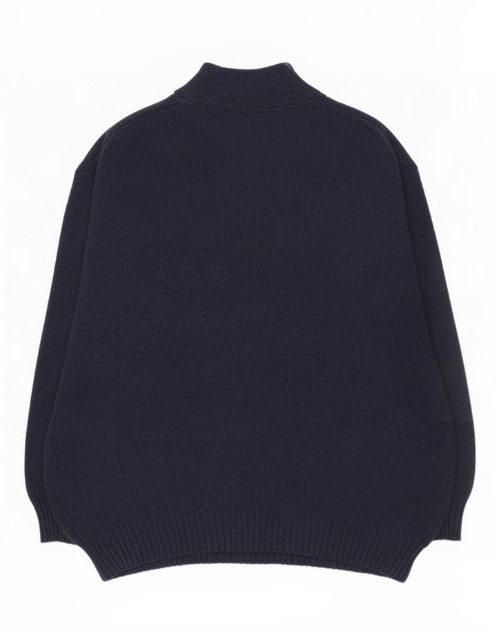 Maglione da uomo con zip e collo Murphy & Nye 2XL in lana blu navy