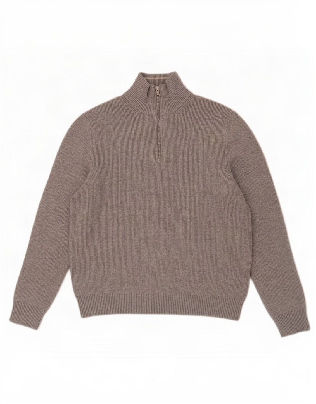 Maglione da uomo Marks & Spencer con zip e collo grande in poliestere grigio