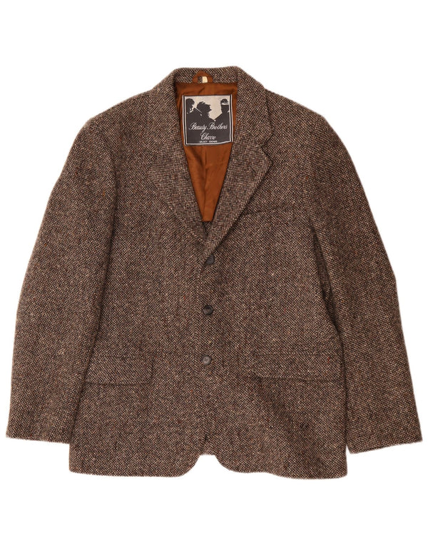 Giacca blazer da uomo a 3 bottoni CHARRO IT 50 grande lana screziata marrone