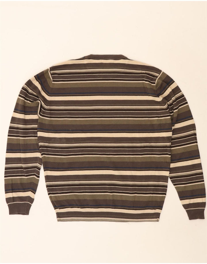 J. Crew Maglione girocollo da uomo in cotone a righe medie color kaki