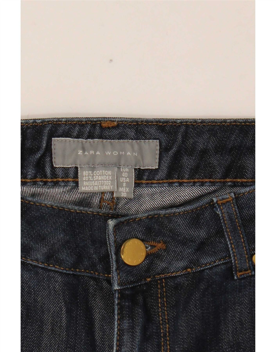 Pantaloncini di jeans da donna Zara EU 40 medi W30 cotone blu navy