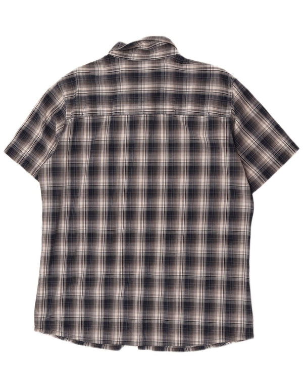 Camicia a maniche corte da uomo Jack Wolfskin UK 40/42 grande quadretto blu navy