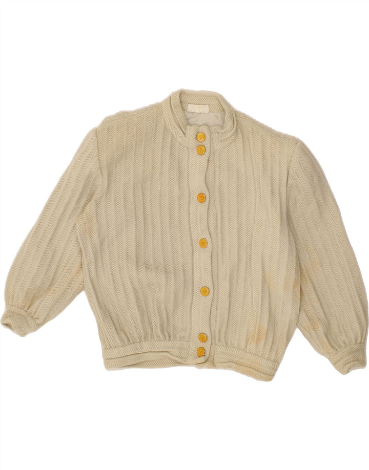 VINTAGE Womens Bomber Jacket EU 46 XL Beige Herringbone Vintage Vintage and Second-Hand Vintage from Messina Hembry 