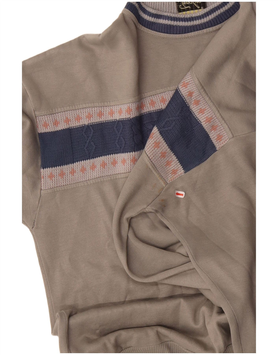 Felpa grafica da uomo vintage maglione XL grigio acrilico color block