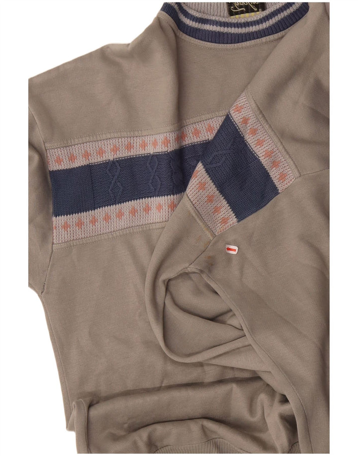 Felpa grafica da uomo vintage maglione XL grigio acrilico color block