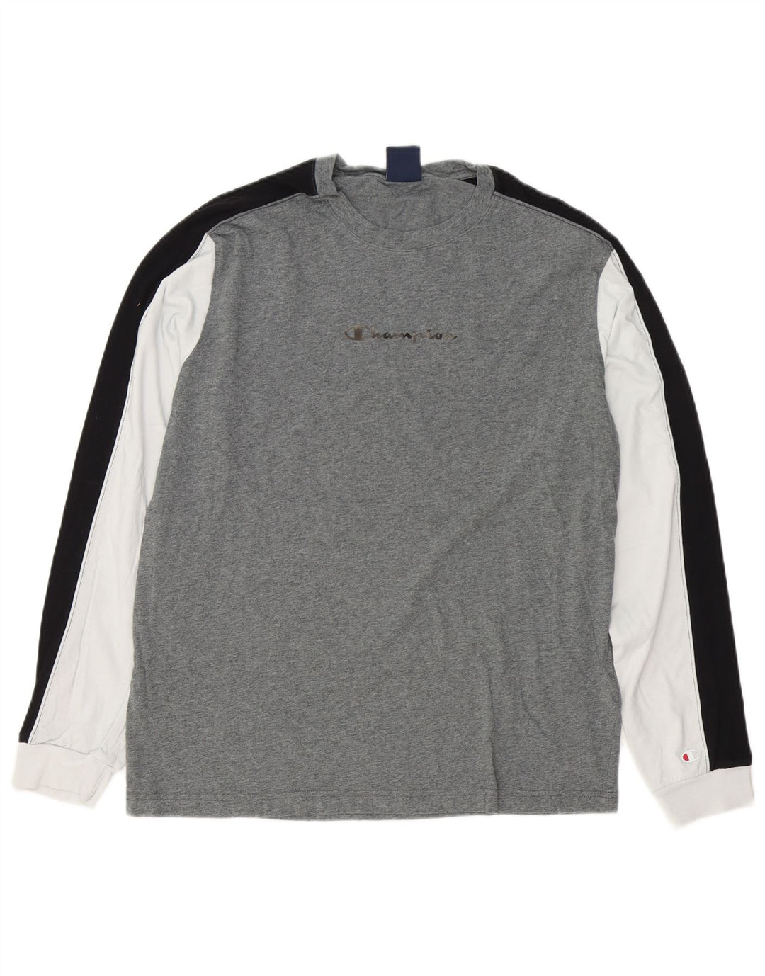 Champion Top grafico da uomo a maniche lunghe in cotone color block grigio grande