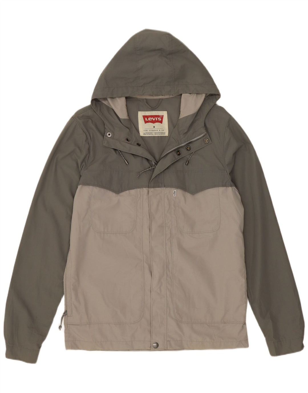 Giacca antipioggia con cappuccio da uomo Levi's UK 38 Poliestere color block verde medio