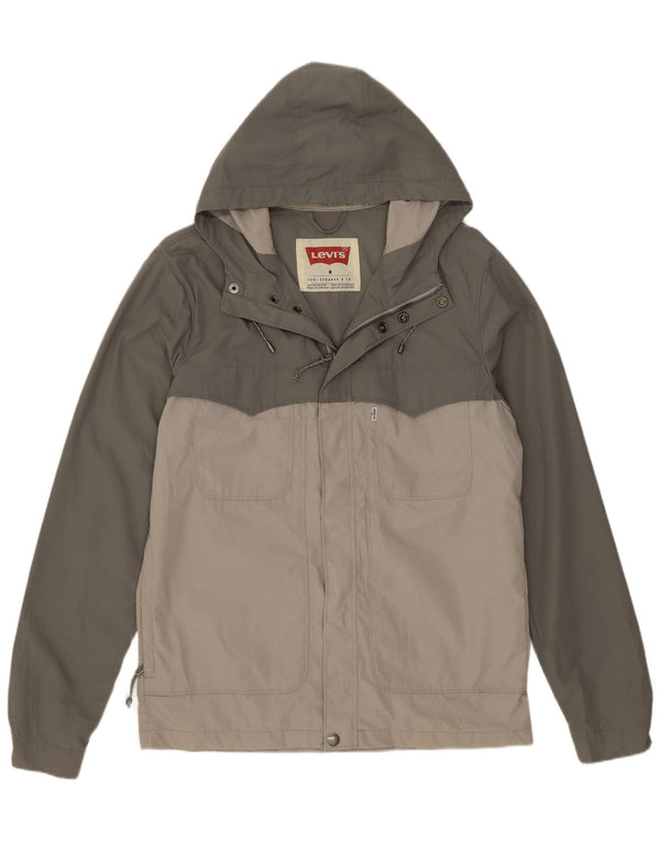 Giacca antipioggia con cappuccio da uomo Levi's UK 38 Poliestere color block verde medio