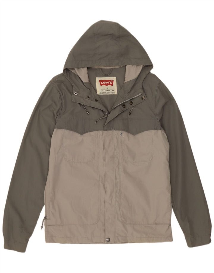 Giacca antipioggia con cappuccio da uomo Levi's UK 38 Poliestere color block verde medio