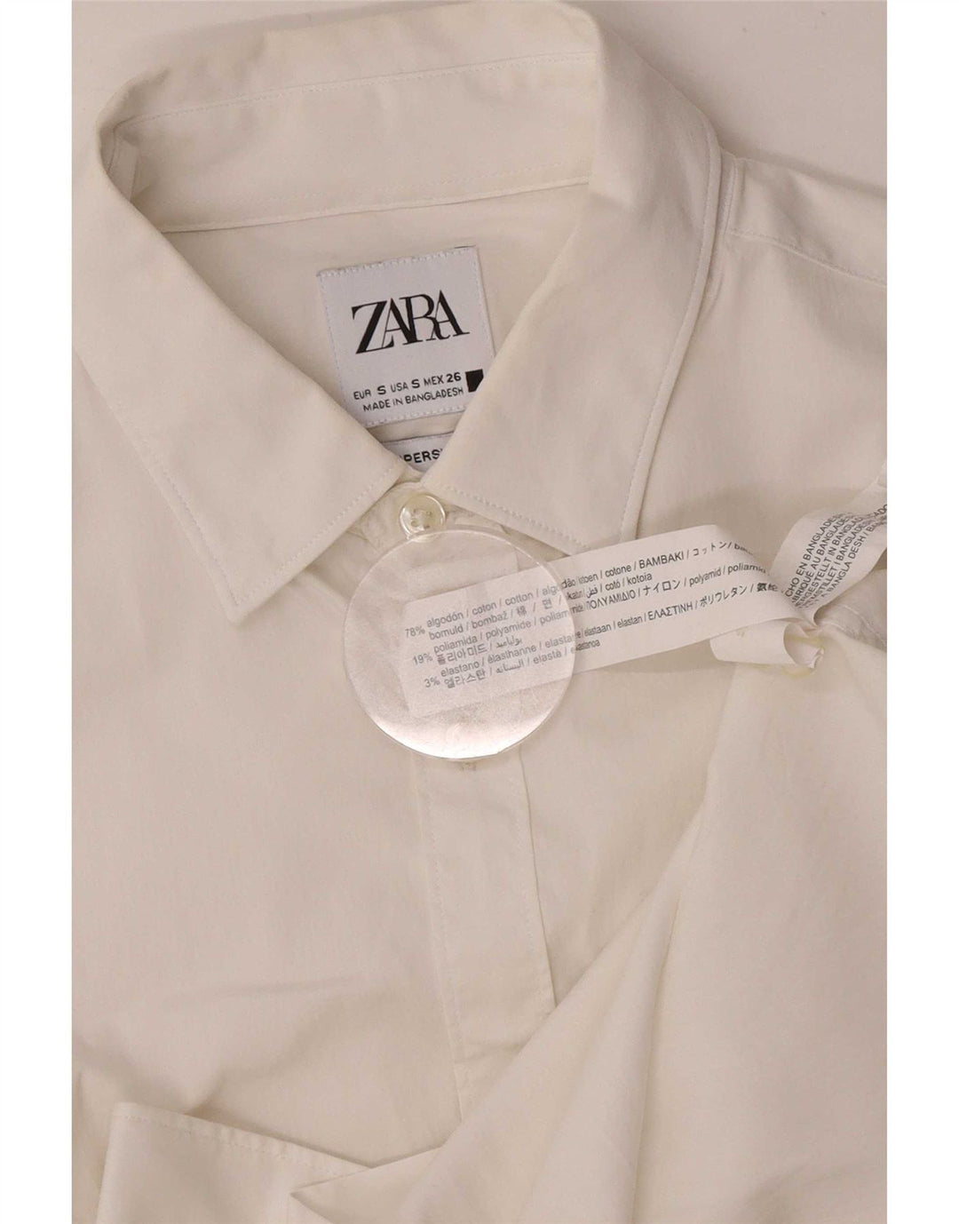 Camicia Zara da donna UK 10 piccola in cotone bianco
