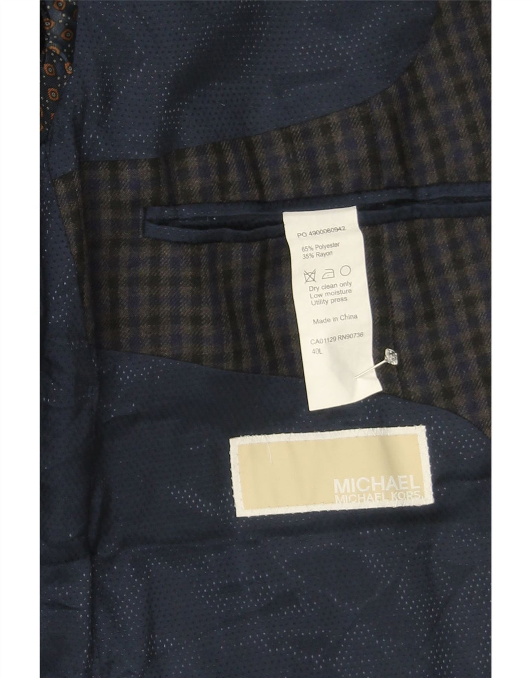 MICHAEL KORS Mens 2 Button Blazer Jacket UK 40 Large Grey Check Polyester Vintage Michael Kors and Second-Hand Michael Kors from Messina Hembry 