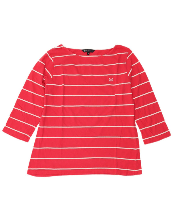 Crew Clothing Top da donna manica 3/4 UK 14 Cotone a righe rosse medie